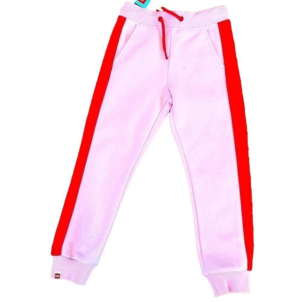 Girls Lego Sweatpants pink with red stripes